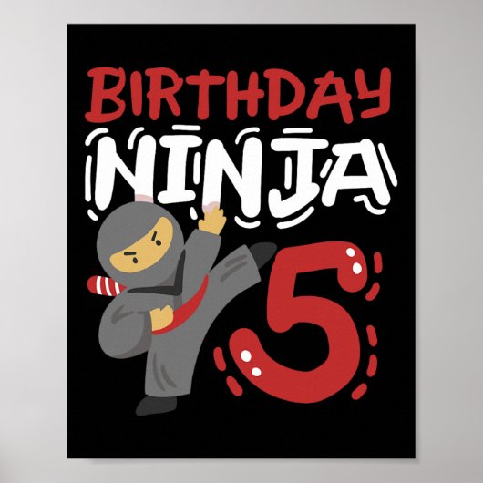 Birthday Ninja 5 Years Old Karate Kids 5th Birthda ポスター (正面)