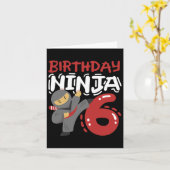 Birthday Ninja 6 Years Old Karate Kids 6th Birthda カード (黄色い花)