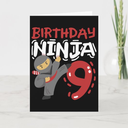 Birthday Ninja 9 Years Old Karate Kids 9th Birthda カード (正面)