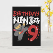 Birthday Ninja 9 Years Old Karate Kids 9th Birthda カード (黄色い花)