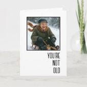 Birthday Old Lady Sledding Downhill カード (正面)