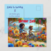 Birthday on a Bike インビテーションポストカード (正面/裏面)