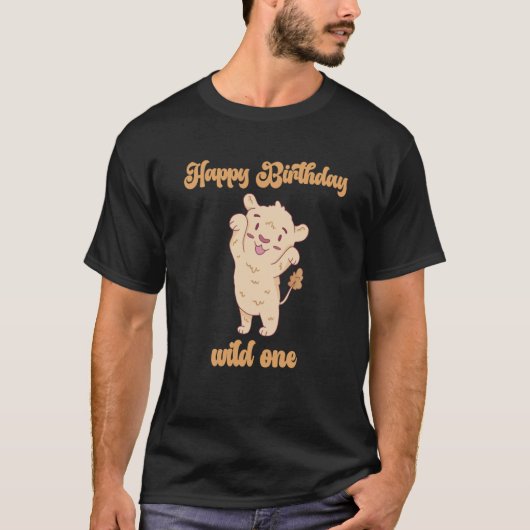 Birthday One Wild Lion Animals Celebration Boy Gir Tシャツ (正面)