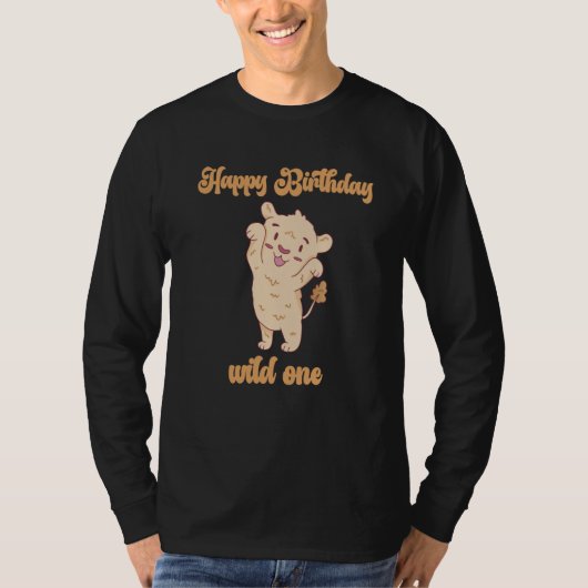 Birthday One Wild Lion Animals Celebration Boy Gir Tシャツ (正面)