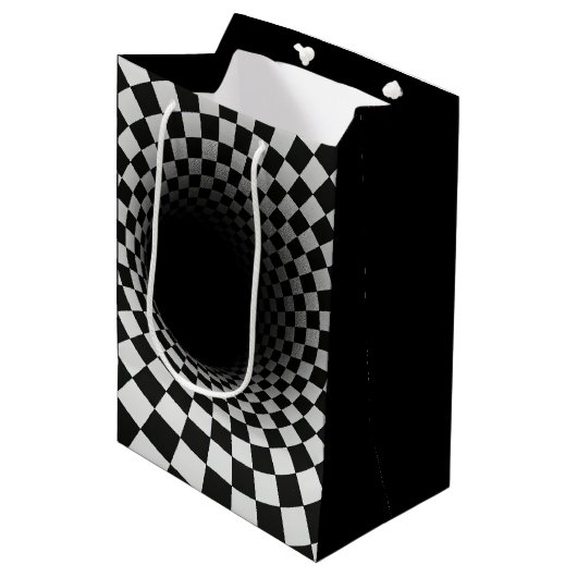 Birthday Optical Illusion Black Hole ミディアムペーパーバッグ (正面アングル)