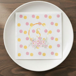 Birthday Paper Napkins Pink Watercolor Polka Dot  スタンダードカクテルナプキン