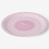 Birthday Paper Plates Pink Tartan Chic Monogram ペーパープレート (アングル)