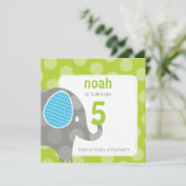 BIRTHDAY PARTY招待状:: elephant + number 1SQ 招待状 (スタンド正面)