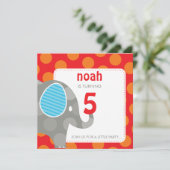 BIRTHDAY PARTY招待状:: elephant + number 6SQ 招待状 (スタンド正面)