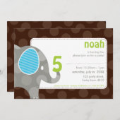 BIRTHDAY PARTY招待状:: elephant + number 7L 招待状 (正面/裏面)