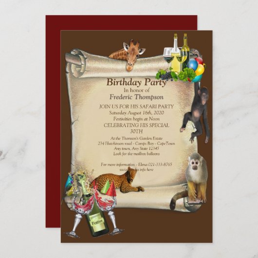 Birthday Party Announcements 招待状 (正面/裏面)