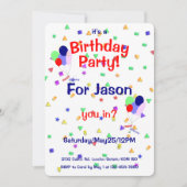 Birthday Party Balloons Invitation 招待状 (正面)