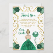 Birthday Party Blonde Princess Green サンキューカード (正面)