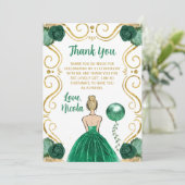 Birthday Party Blonde Princess Green サンキューカード (スタンド正面)