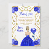 Birthday Party Blonde Princess in Blue サンキューカード (正面)