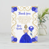 Birthday Party Blonde Princess in Blue サンキューカード (スタンド正面)