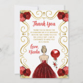 Birthday Party Blonde Princess in Red サンキューカード (正面)