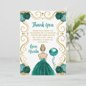 Birthday Party Blonde Princess in Teal サンキューカード (スタンド正面)