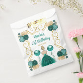 Birthday Party Blonde Princess in Teal フェイバーバッグ (封をした状態)