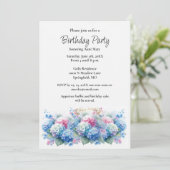 Birthday Party Blue Hydrangea Flower Invitation 招待状 (スタンド正面)
