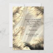 Birthday Party Cream Gold Black Dress Feathers 招待状 (裏面)