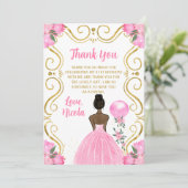 Birthday Party Dark Skin Princess in Pink サンキューカード (スタンド正面)