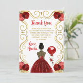 Birthday Party Dark Skin Princess in Red サンキューカード (スタンド正面)