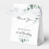 Birthday Party eucalyptus greenery white thank you フェイバーボックス (正面サイド)
