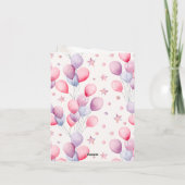 Birthday Party Girl Rainbow Balloons Unicorn Pink サンキューカード (裏面)