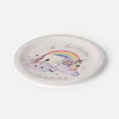 Birthday Party Girl Rainbow Balloons Unicorn Pink ペーパープレート (アングル)