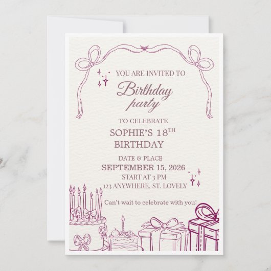 BIRTHDAY PARTY INVITATION 招待状 (正面)