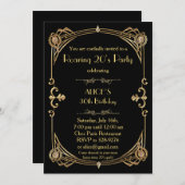 Birthday Party Invitation Any Age、アールデコ・ギャツビー 招待状 (正面/裏面)