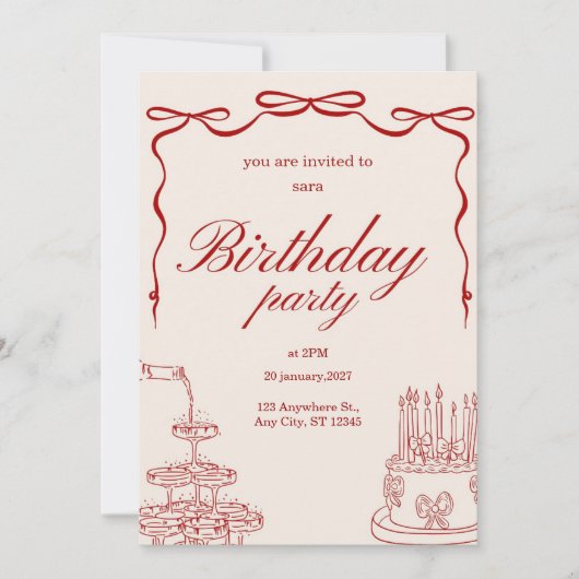 birthday party invitation card 招待状 (正面)