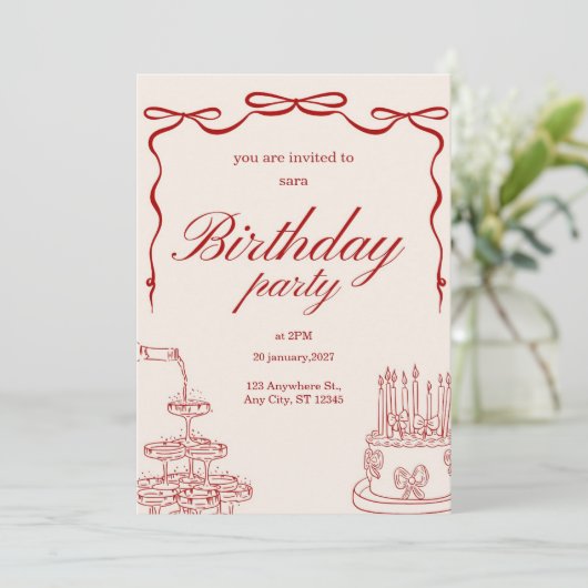 birthday party invitation card 招待状 (スタンド正面)