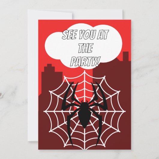 Birthday Party Invitation Comic Spider Theme  招待状 (裏面)