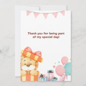 Birthday Party Invitation Cute Lion Jungle Safari 招待状 (裏面)