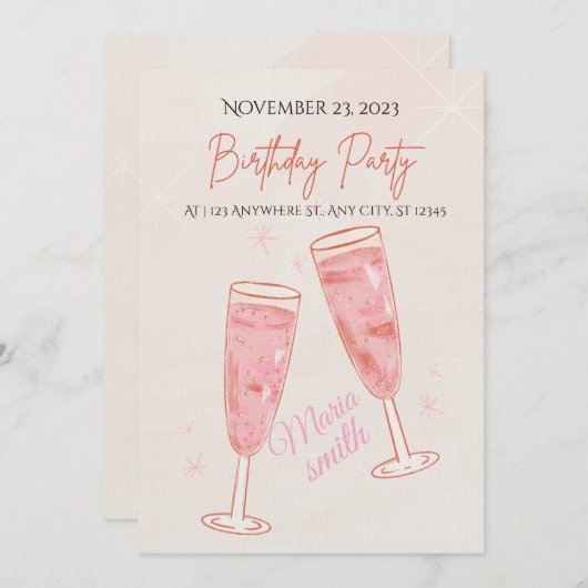 Birthday Party Invitation – Editable Colorful Temp 招待状 (正面/裏面)