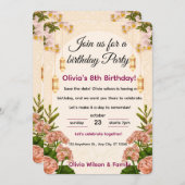 Birthday Party Invitation Elegant Floral 招待状 (正面/裏面)