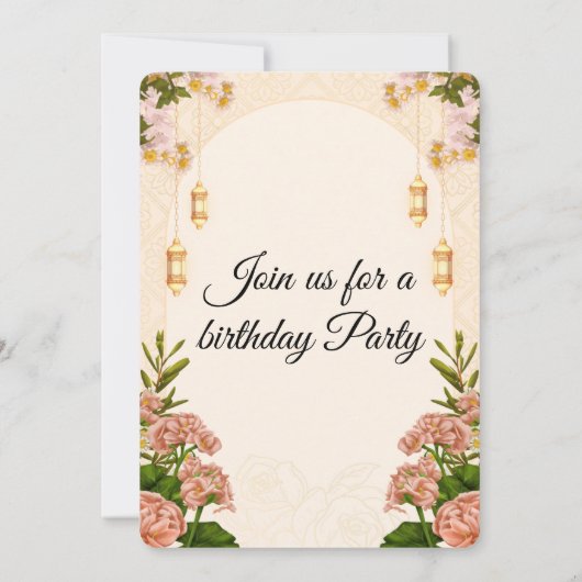 Birthday Party Invitation Elegant Floral 招待状 (裏面)