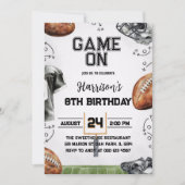birthday party invitation for an American football 招待状 (正面)