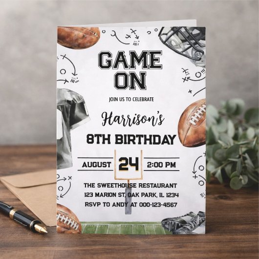 birthday party invitation for an American football 招待状