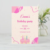 Birthday Party Invitation for Girls. 招待状 (スタンド正面)