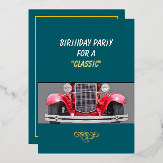 Birthday Party invite for a Classic (older person) 箔シーズンカード