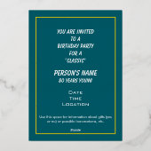 Birthday Party invite for a Classic (older person) 箔シーズンカード (裏面)