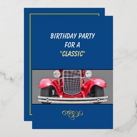 Birthday Party invite for a Classic (older person) 箔シーズンカード (正面/裏面)