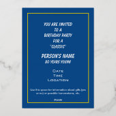 Birthday Party invite for a Classic (older person) 箔シーズンカード (裏面)