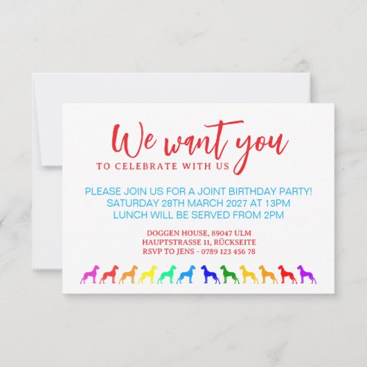 Birthday Party invites Great Dane  (裏面)