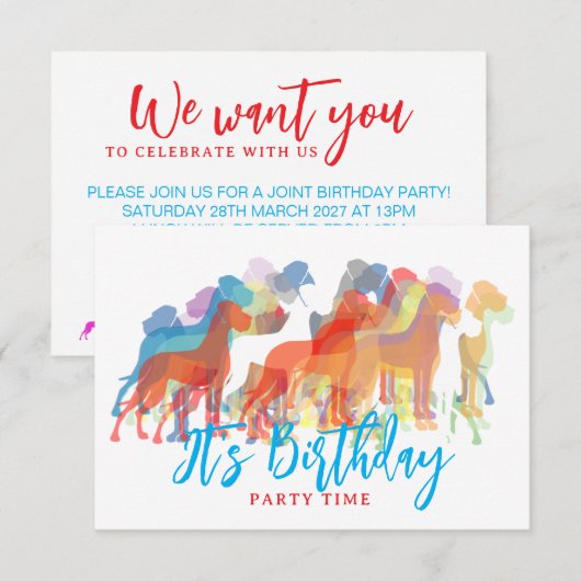 Birthday Party invites Great Dane  (正面/裏面)