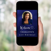 Birthday party navy blue arch photo welcome ポスター