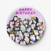 Birthday Party Paper Plates Happy Penguins ペーパープレート (正面)